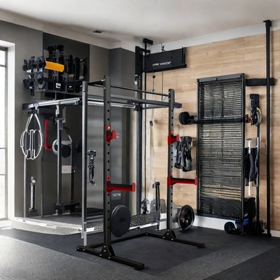 Style Cage Squat Rack Home Gym Trainer mit Gewichtsbank Barbell Bar und 1100*1300*2100