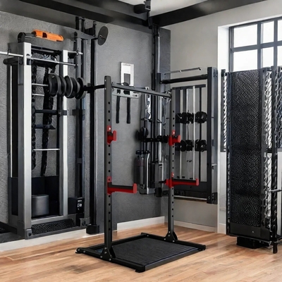 Style Cage Squat Rack Home Gym Trainer mit Gewichtsbank Barbell Bar und 1100*1300*2100
