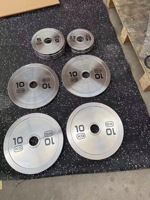 Krafttraining Barbell mit Gewichtsplatten Set und Silber Chrome Platte Barbell Set