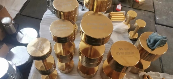 Krafttraining leicht gemacht Gold Chromplatte Gusseisen Barbell mit Gewichtsplatten Set