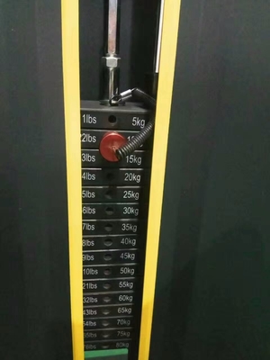 Kraft-Training wird mit einer 194-Kilogramm-Maschine in der hinteren Reihe leicht