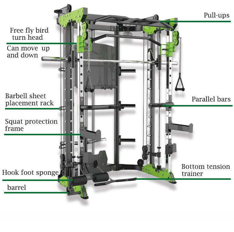 Großer Ladegerät Sport Fitnessgeräte Brust Fliege Rudern Squat Rack Multifunktionsgymnasium