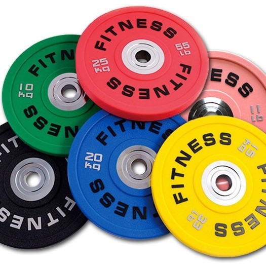 Fitness-Ausrüstung Farbenfrohe Gewichtsplatten in optionale Auswahlrahmenfarbe