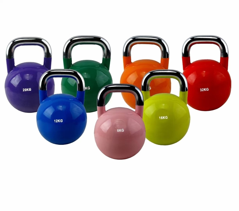 Farbenfrohe, pulverbeschichtete Kettlebell aus Gusseisen Ein Muss für Unisex-Fitness-Enthusiasten